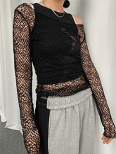 Langarm-Stricktop mit kalten Schultern